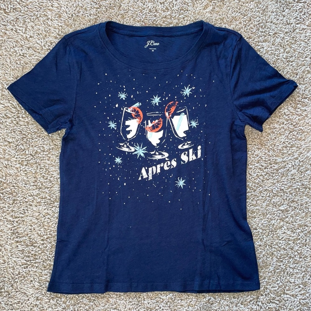 J Crew Après Ski Vintage Cotton Graphic Collectible T-Shirt Size Medium